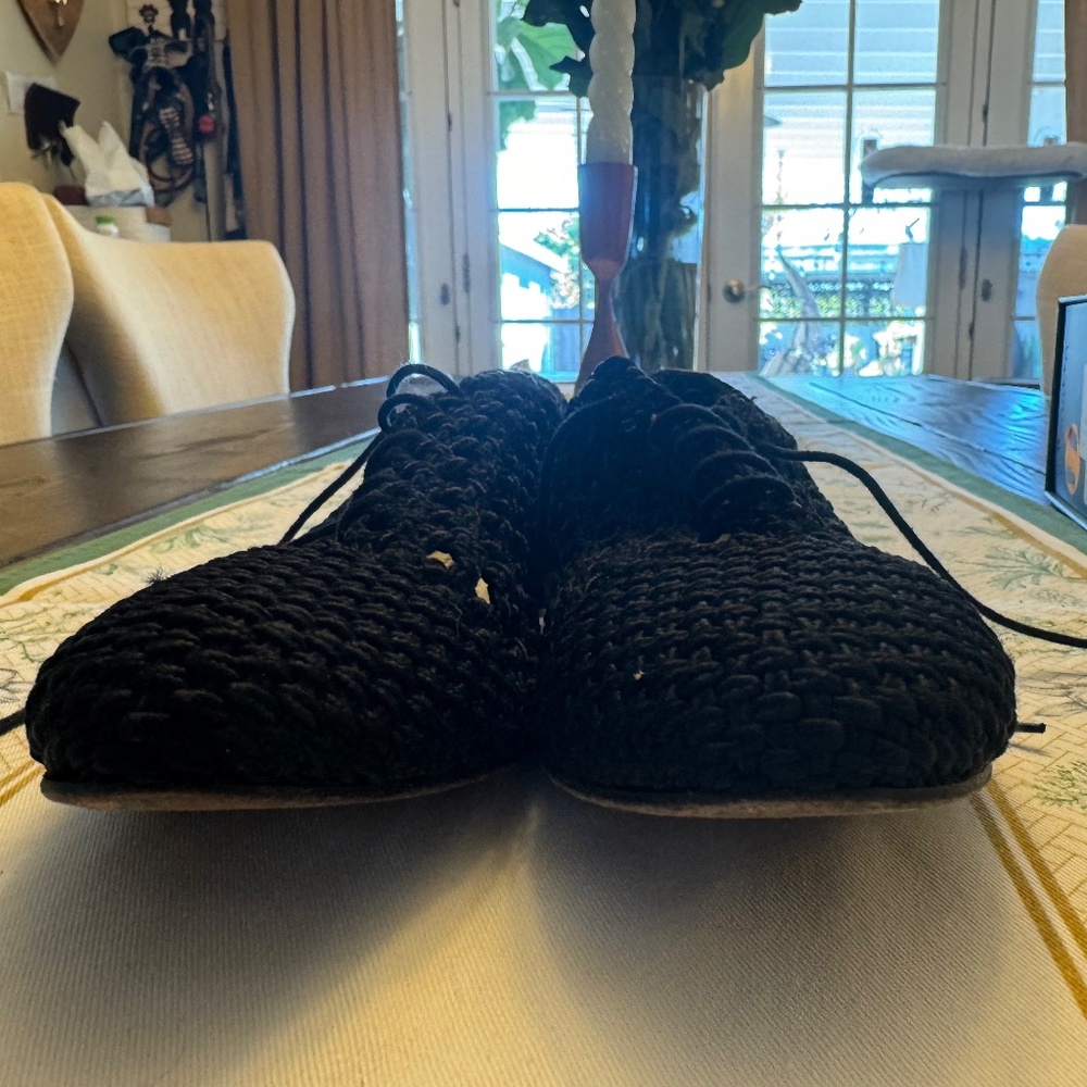 Repetto Black Crochet Lace-Up Flat - Picture 4 of 12